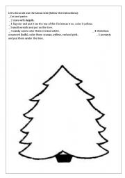 English Worksheet: Christmas Tree to decorate