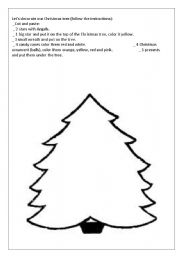 English Worksheet: Christmas Tree to decorate