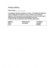 English Worksheet: Analyze setting chart