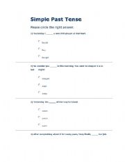 English Worksheet: past tense