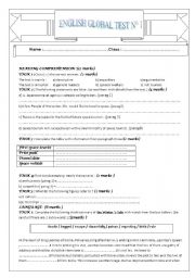 English Worksheet: End of term test 4th form  