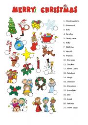 English Worksheet: Christmas picture dictionary