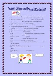 English Worksheet: Present Simple and Present Continuous