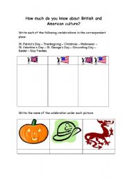 English worksheet: British and American culture