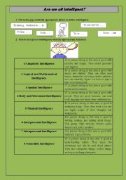 English Worksheet: are we all intelligent?