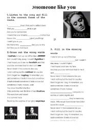 English Worksheet: Adele - someone like you