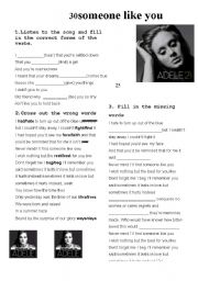 Adele Someone Like You Esl Worksheet By Leichau