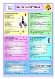 English Worksheet: Buying Useful Things