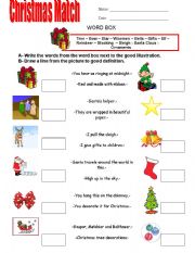 English Worksheet: CHRISTMAS MATCH