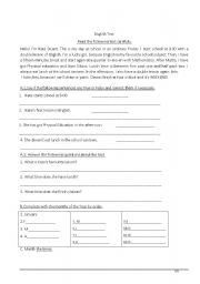 English Worksheet: time telling and question words