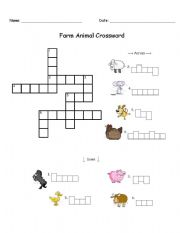 English worksheet: Farm Animal Crossword
