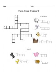 English Worksheet: Farm Animal Crossword