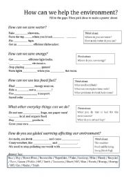 English Worksheet: Global Warming: How Can We Save the Environment?