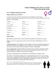 English Worksheet: Critical Thinking for ESL Students - Gender