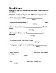 English Worksheet: plural form