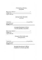 English worksheet: Participating in a business meeting