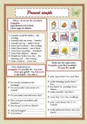 Present Simple (My work day) - Prepositions/Short answers/Word order (Pictures)