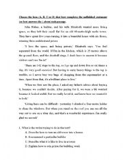 English Worksheet: Reading Comprehension