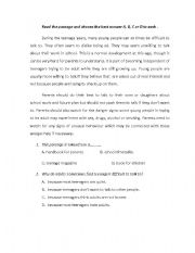 English Worksheet: Reading Comprehension