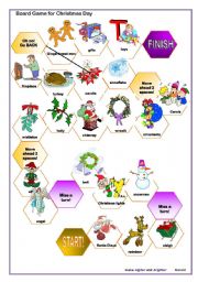English Worksheet: Board game for the coming Christmas Day