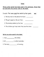 English worksheet: Action words