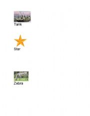 English Worksheet: things that kids in my classroom like such as snow white race cars