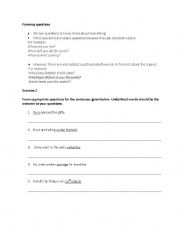 English worksheet: Forming questions