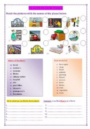English Worksheet: places n our town