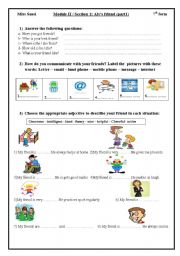 English Worksheet: Alys friend part 2