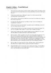English Worksheet: Angelas Ashes