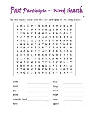English worksheet: Present Perfect Simple_Word Search
