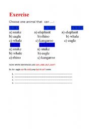 English worksheet: What can wild animals can do?