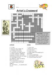 English worksheet: Artists Crossword Puzzle *Editable
