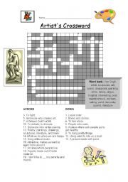 English Worksheet: Artist´s Crossword Puzzle *Editable