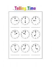 English Worksheet: Telling Time