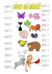 English Worksheet: Colours and anials connect