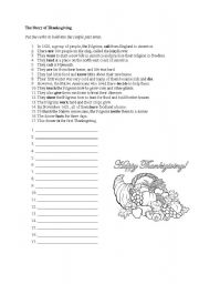 English worksheet: Thanksgiving Past Tense Worksheet