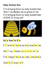 English Worksheet: The little baby bumble bee
