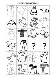 English Worksheet: Clothes Dominoes Part1