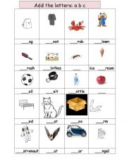 English worksheet: Practise of 3 letters: a/b/c