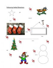 English Worksheet: Follow Directions at Christmas Time