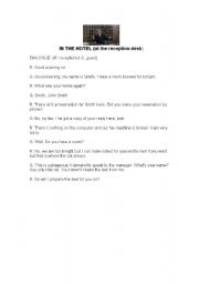 English worksheet: In the Hotel