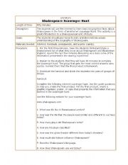 English Worksheet: shakespear