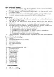 English worksheet: Aims of teaching thinking 