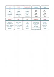 English Worksheet: taboo game - 10 cards