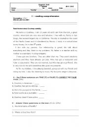 English Worksheet: Reading comprehension about family