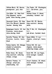 English Worksheet: Role-cards Warming up