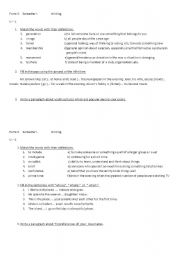 English Worksheet: Test in writing  