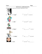 English Worksheet: physical appearance