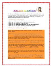 English Worksheet: BEAUTY PRODUCTS MYTHS
